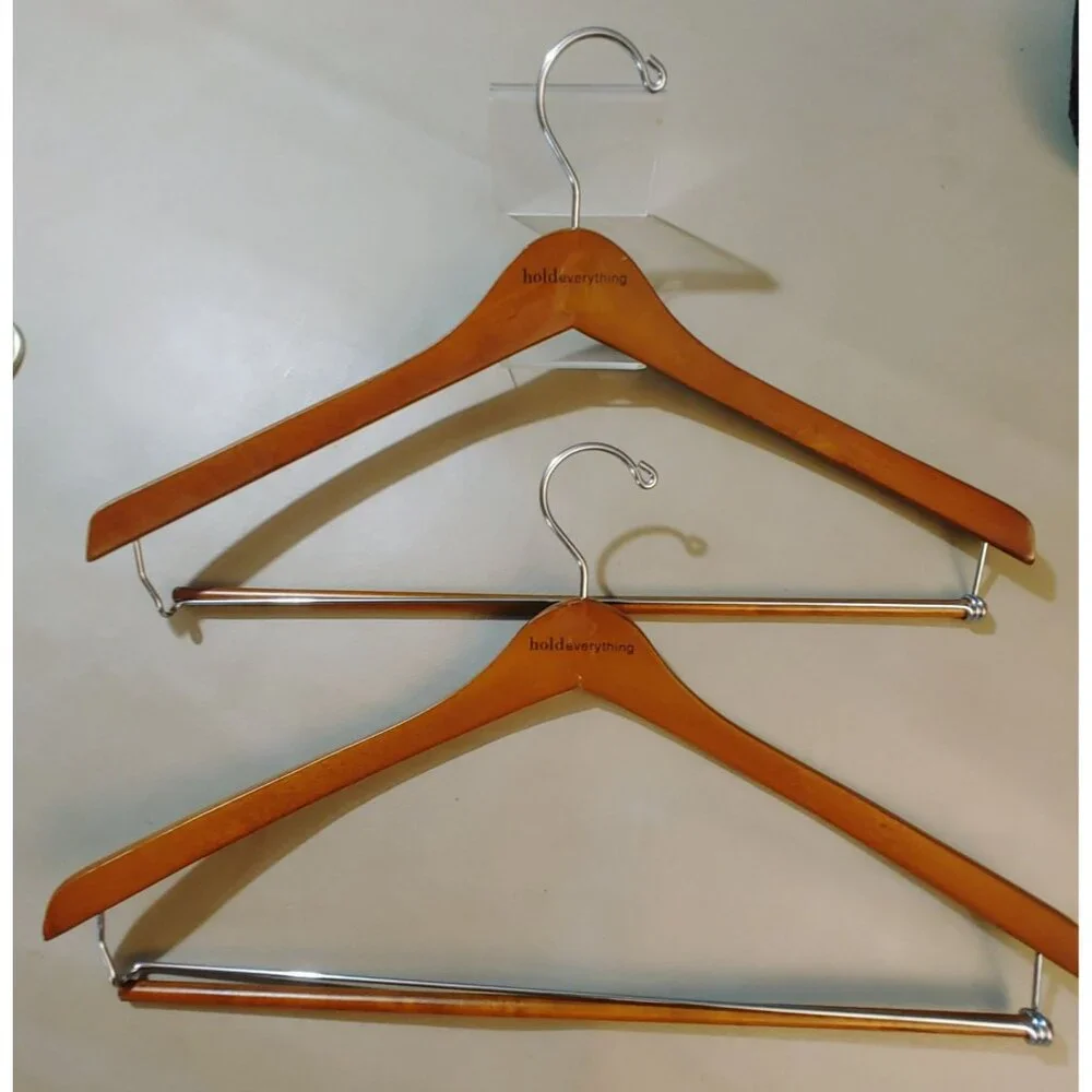 Suit Hanger Hold Everything Wooden Metal Vintage Set Rustproof Finish Wardrobe